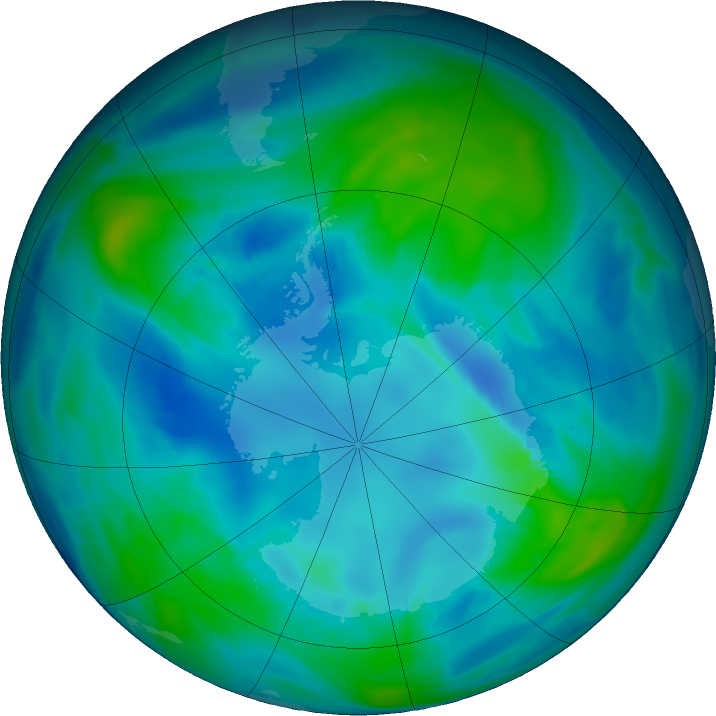 Antarctic ozone map for 30 April 2017
